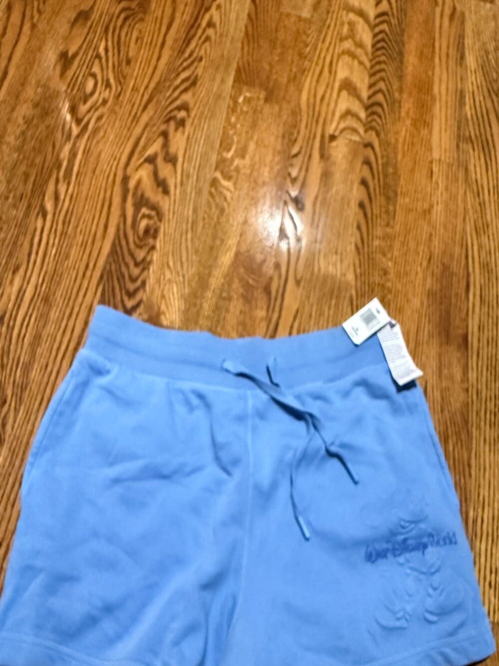 Disney Parks Embroidered Drawstring Shorts Blue Size Medium NWT
